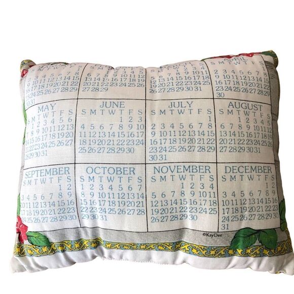 Gray Tabby Cat Yarn Bird Tree Branch Pillow Tea Towel Calendar 2000 Kay Dee 9x12 - Picture 2 of 11